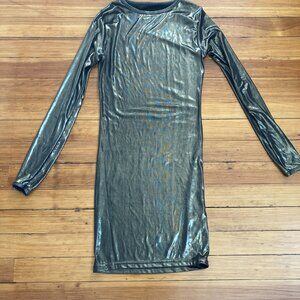 Glittery Gold American Apparel Long-Sleeve Mini Dress Size M/L